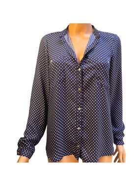 Zara Navy Blouse with White Dots
